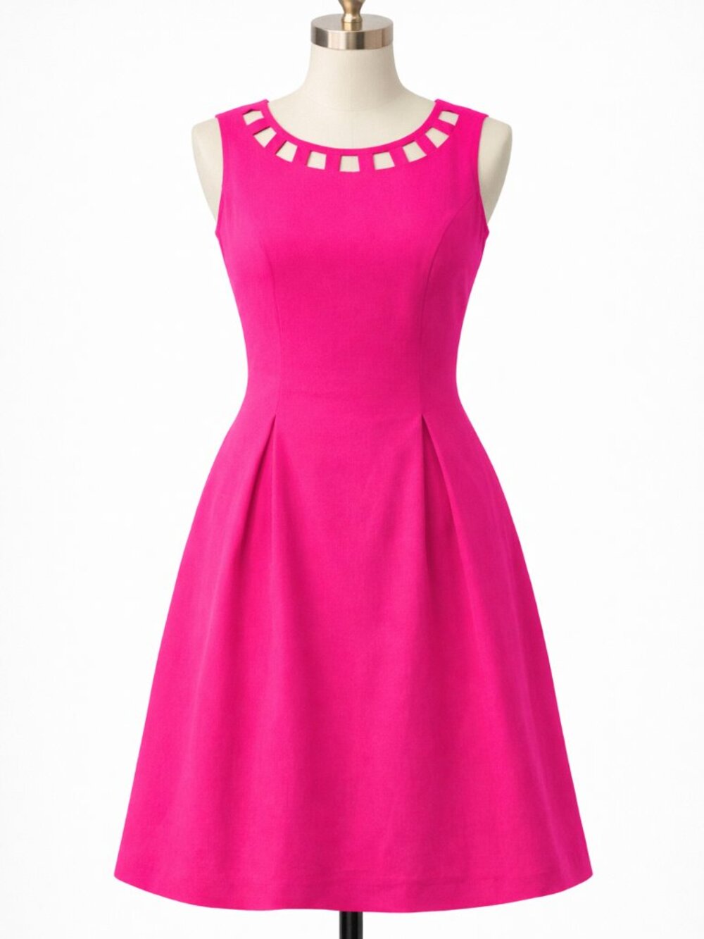 Eliza J Hot Pink Sleeveless Midi Dress Structured Neckline